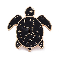 Black Turtle Enamel Pin, Cute Animal Alloy Enamel Brooch for Backpacks Clothes, Golden, Black, 26.5x25.5x10.5mm