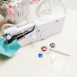 White Hand Sewing Machine, Portable Multi-Function Home Assistant, Mini Handheld Cordless Portable Sewing Machines, For Repairing Garment Fabrics Curtains Leather, White, 210x65x35mm
