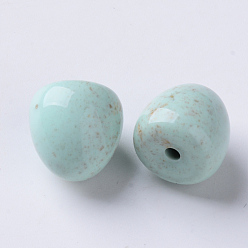 Aquamarine Opaque Acrylic Beads, Half Drilled, Half Oval, Aquamarine, 15.5x15~16mm, Half Hole: 2.5mm, about 200pcs/500g