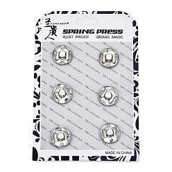 Platinum Brass Sewing Snap Button, Press Studs, Garment Buttons, Flat Round, Platinum, 17x5mm, about 6sets/card