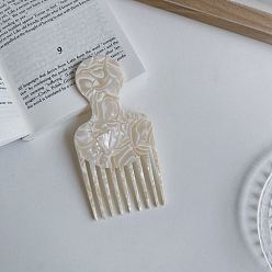 Floral White Cellulose Acetate French Side Hair Combs, Floral White, 145mm