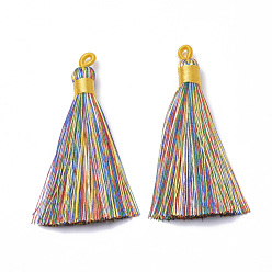 Colorful Polyester Tassel Big Pendants Decoration, Colorful, 80~90x8.5~9mm, Hole: 4x6mm