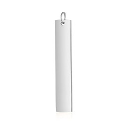 Stainless Steel Color 201 Stainless Steel Pendants, with Jump Ring, Manual Polishing, Stamping Blank Tag, Rectangle, Stainless Steel Color, 40x7x1.5mm, Hole: 3mm