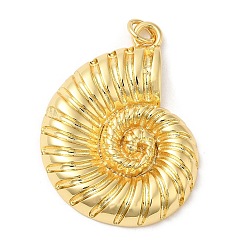 Real 18K Gold Plated Brass Pendants, with Jump Ring, Long-Lasting Plated, Lead Free & Cadmium Free, Conch Charm, Real 18K Gold Plated, 33.5x25x4mm, Hole: 3mm