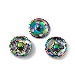 Rainbow Color Ion Plating(IP) 202 Stainless Steel Snap Buttons, Garment Buttons, Sewing Accessories, Rainbow Color, 10x3.5mm