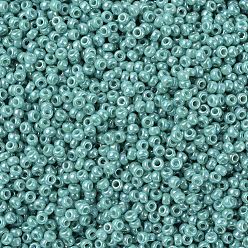 (RR481) Opaque Turquoise Green AB MIYUKI Round Rocailles Beads, Japanese Seed Beads, (RR481) Opaque Turquoise Green AB, 11/0, 2x1.3mm, Hole: 0.8mm, about 1100pcs/bottle, 10g/bottle