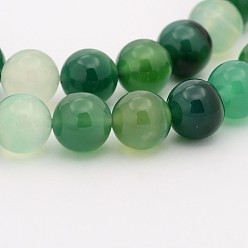 Agate Naturelle Naturel onyx vert agate teints brins de perles rondes, agate naturel, 10mm, Trou: 1mm, Environ 40 pcs/chapelet, 15.7 pouce