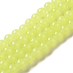 Бледно-Зеленый Стеклянные бусины, имитация нефрита , окрашеные, круглые, бледно-зеленый, 8 мм, отверстие : 1.3~1.6 мм, около 100 шт / нитка, 31.4 дюйм