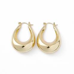 Real 18K Gold Plated Brass Teardrop Thick Hoop Earrings for Women, Lead Free & Cadmium Free, Real 18K Gold Plated, 34x24x10.5mm, Pin: 0.9mm