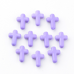 Lilac Opaque Acrylic Beads, Cross, Lilac, 16x12x4.5mm, about 1230pcs/500g