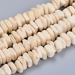 Blanc Antique Perles de coco brins, perles heishi carrées, blanc antique, 6~8x2~6mm, Trou: 1.6mm, Environ 110 pcs/chapelet, 15.75'' (40 cm)