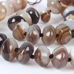 Rosy Brown Glossy Dyed Natural Agate Rondelle Bead Strands, Rosy Brown, 14x8mm, Hole: 1mm, about 40pcs/strand, 16.15 inch