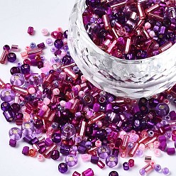 Purple Glass Seed Beads, Mixed Style, Mixed Shapes, Purple, 1~7x2~4mm, Hole: 0.7~1mm, about 450g/pound