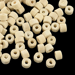 Mocassin Perles de tube en bois naturel non teintes, sans plomb, mocassin, 5x4mm, trou: 2 mm, environ 11000 pcs / 500 g