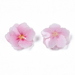 Pink Plastic Beads, Flower, Pink, 22x22x5mm, Hole: 1mm