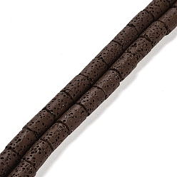 Coconut Brown Natural Lava Rock Beads Strands, Column, Dyed, Coconut Brown, 10x6mm, Hole: 1.4mm, about 40pcs/strand, 15.75 inch(40cm)