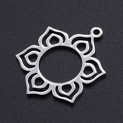 Stainless Steel Color 304 Stainless Steel Pendants, Laser Cut Pendants, Flower, Stainless Steel Color, 25x19.5x1mm, Hole: 1.5mm