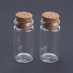 Clear Glass Wishing Bottle, Bead Containers, with Cork Stopper, Clear, 55x24mm, Bottleneck: 20.5mm in diameter, Capactiy: 12ml(0.4 fl. oz)