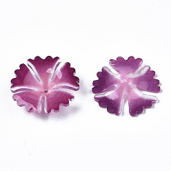 Medium Violet Red Plastic Beads, Flower, Medium Violet Red, 21~22x22x5~5.5mm, Hole: 1mm