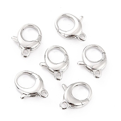 Real Platinum Plated Brass Lobster Claw Clasps, Long-Lasting Plated, Lead Free & Nickel Free & Cadmium Free, Real Platinum Plated, 17.5x13.5x4.5mm, Hole: 2mm