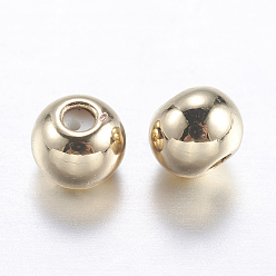 Doré  Perles en laiton, avec caoutchouc à l'intérieur, perles de curseur, perles de bouchage, ronde, or, 4x3mm, trou en caoutchouc: 0.9 mm
