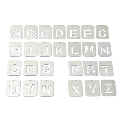 Stainless Steel Color 304 Stainless Steel Pendants, Laser Cut, Letter, Stainless Steel Color, 32x22x1mm