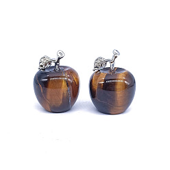 Tiger Eye Apple Natural Tiger Eye Display Decorations, Christmas Ornaments, for Party Gift Home Decoration, 20mm