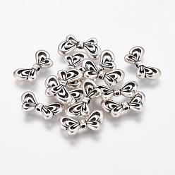 Antique Silver Tibetan Style Alloy Beads, Cadmium Free & Lead Free, Butterfly, Antique Silver, 17x10x2.5mm, Hole: 1.5mm