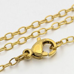 Oro 304 de acero inoxidable collares de cadena de cable, con cierre de langosta, dorado, 23.5 pulgada (59.7 cm), 3x2.3 mm