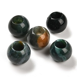 Indian Agate Natural Indian Agate European Beads, Large Hole Beads, Round, 12x9~9.5mm, Hole: 5.5~6mm