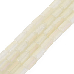 Dentelle Vieille Galvanoplastie brins de perles de verre transparent dépoli, colonne, vieille dentelle, 7.5x4mm, Trou: 0.8mm, Environ 72 pcs/chapelet, 21.26 pouce (54 cm)