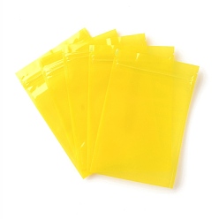 Jaune Sac en plastique transparent à fermeture éclair, sacs de rangement, sac auto-scellant, joint haut, rectangle, jaune, 18x12x0.15 cm, épaisseur unilatérale : 3.1 mil(0.08mm)