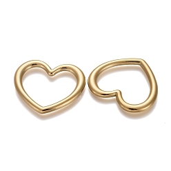 Oro Revestimiento iónico (ip) 304 anillos de unión de acero inoxidable, corazón, dorado, 28.5x32x2.5 mm, diámetro interior: 22.5x24 mm