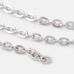 Platino Cadenas cruzadas hierro Rolo cadenas, sin soldar, oval, llegado en el carrete, popular para la fabricación de joyas, decoración importante, Platino, 3x2x0.6 mm