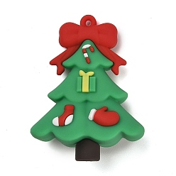 Рождественская елка Рождественские подвески из пвх, рождественская елка, 53x40.5x23 мм, отверстие : 2 мм