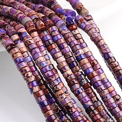 Colorido Hebras de cuentas de jaspe imperial natural teñidas, perlas heishi, Disco redondo plano, colorido, 8x3 mm, agujero: 1 mm, sobre 120 unidades / cadena, 16 pulgada