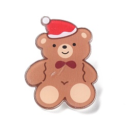 Bear Christmas Theme Acrylic Badges, Iron Pin Brooch, Bear, 42x31x2mm