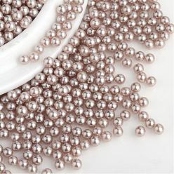 Color Canela Granos de acrílico de la perla de imitación, ningún agujero, rondo, bronceado, 1.5~2 mm, sobre 10000 unidades / bolsa