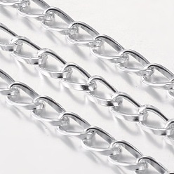 Plata De color aluminio plata cadenas cadenas retorcidas bordillos, sin soldar, link: 5 mm de ancho, 9 mm de largo, 1.5 mm de espesor