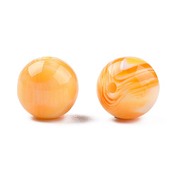 Naranja Abalorios de resina, de piedras preciosas de imitación, rondo, naranja, 12x11.5 mm, agujero: 1.5~3 mm