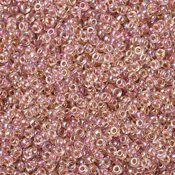 (RR275) Dark Peach Lined Crystal AB Cuentas de rocailles redondas miyuki, granos de la semilla japonés, (rr 275) cristal rayado melocotón oscuro ab, 11/0, 2x1.3 mm, Agujero: 0.8 mm, sobre 5500 unidades / 50 g