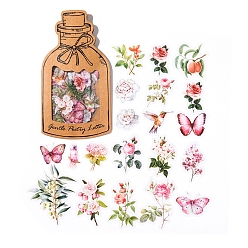 Ярко-Розовый 60 шт. 20 стили декоративные наклейки с цветами и бабочками для домашних животных, для скрапбукинга, дневник путешествий, ярко-розовый, упаковка: 140x75мм, 3 шт / стиль