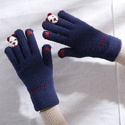 Ours Gants de coton à tricoter, gants thermiques coupe-vent, gants à écran tactile, Motif Ours, 24.7 cm