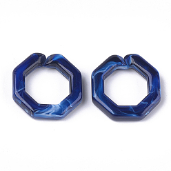 Bleu Foncé Anneaux liant acrylique, connecteurs à liaison rapide, pour la fabrication de chaînes de bijoux, style de pierres fines imitation, octogone, bleu foncé, 25.5x25.5x5.5mm, trou: 16x16 mm, sur: 250 pcs / 500 g
