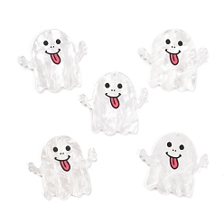 White Acrylic Pendants, for Halloween, Ghost, White, 36x40x2mm, Hole: 1.6mm