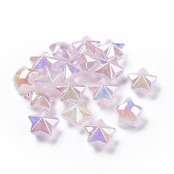 Violet Placage uv perles acryliques transparentes lumineuses, brillent dans le noir, étoiles, violette, 21x22x14.5mm, Trou: 3.8mm