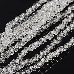 Clear Glass Beads Strands, Bone, Clear, 2x4mm, Hole: 1mm, about 260~270pcs/strand, 17.32~17.71 inch(44~45cm)