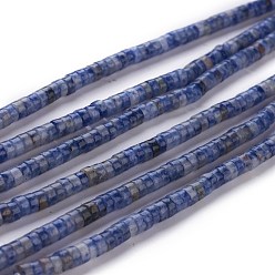 Punto Piedra Azul Hebras de cuentas de jaspe de punto azul natural, perlas heishi, Disco redondo plano, 4~4.5x2.5 mm, agujero: 0.7 mm, sobre 167 unidades / cadena, 15.43 pulgada (39.2 cm)