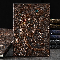 Cobre Rojo Cuaderno de cuero pu en relieve 3d, un diario de patrón de lagarto, para material de oficina escolar, cobre rojo, 5 mm