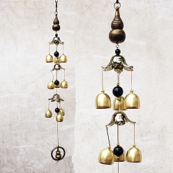Antique Bronze Gourd Alloy Wind Chime, Home Feng Shui Hanging Decoration, Antique Bronze, 650mm